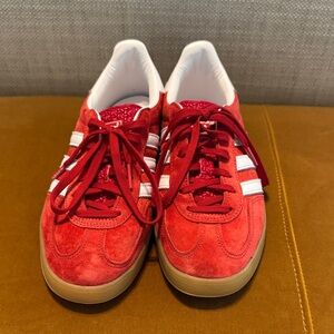 Adidas Gazelle Red and White Suede Sneakers